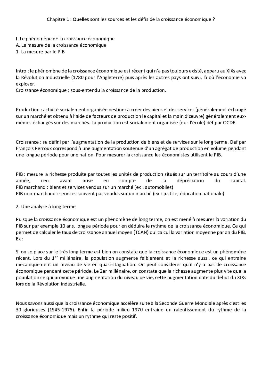 les sources de la croissance économique 