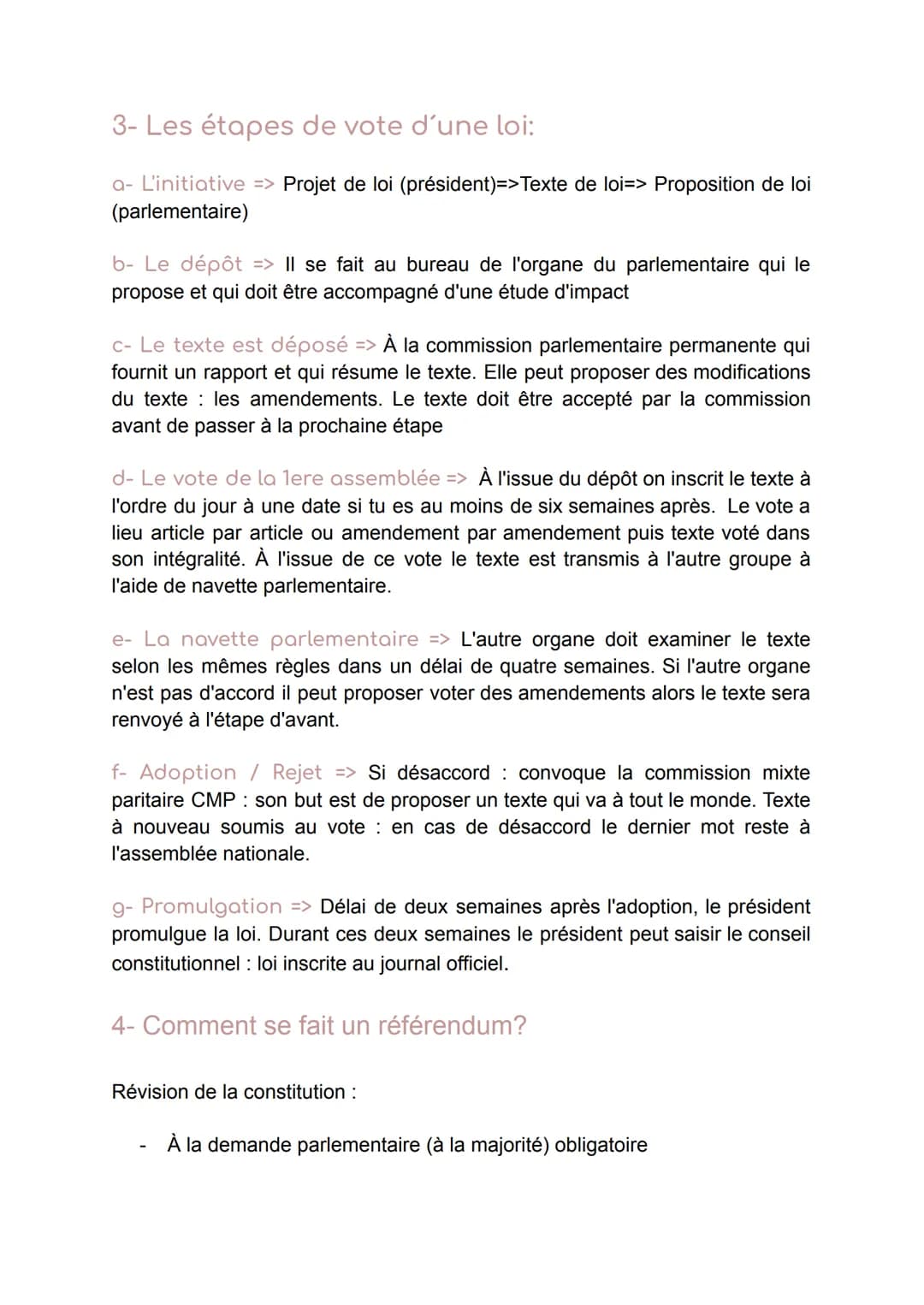 L'Organisation du Droit :
1- La Constitution:
Il est important de savoir que l'état de droit garantie la démocratie
L'état de droit respect 