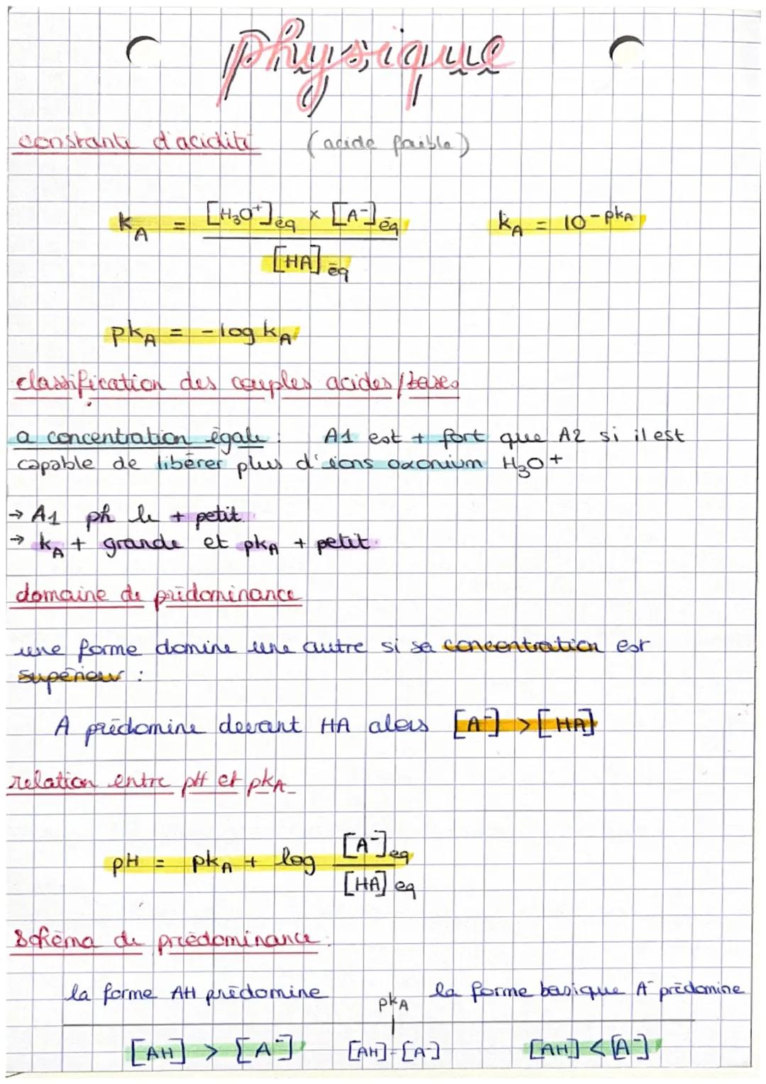 physique

REACTION ACIDE-BASE

mesure des OH

Solution
acide
7
solution
neutre
basique

H
-OH

PH =
-log [H3O+]

[₂어]
10-PH

a retenir
کن
13
