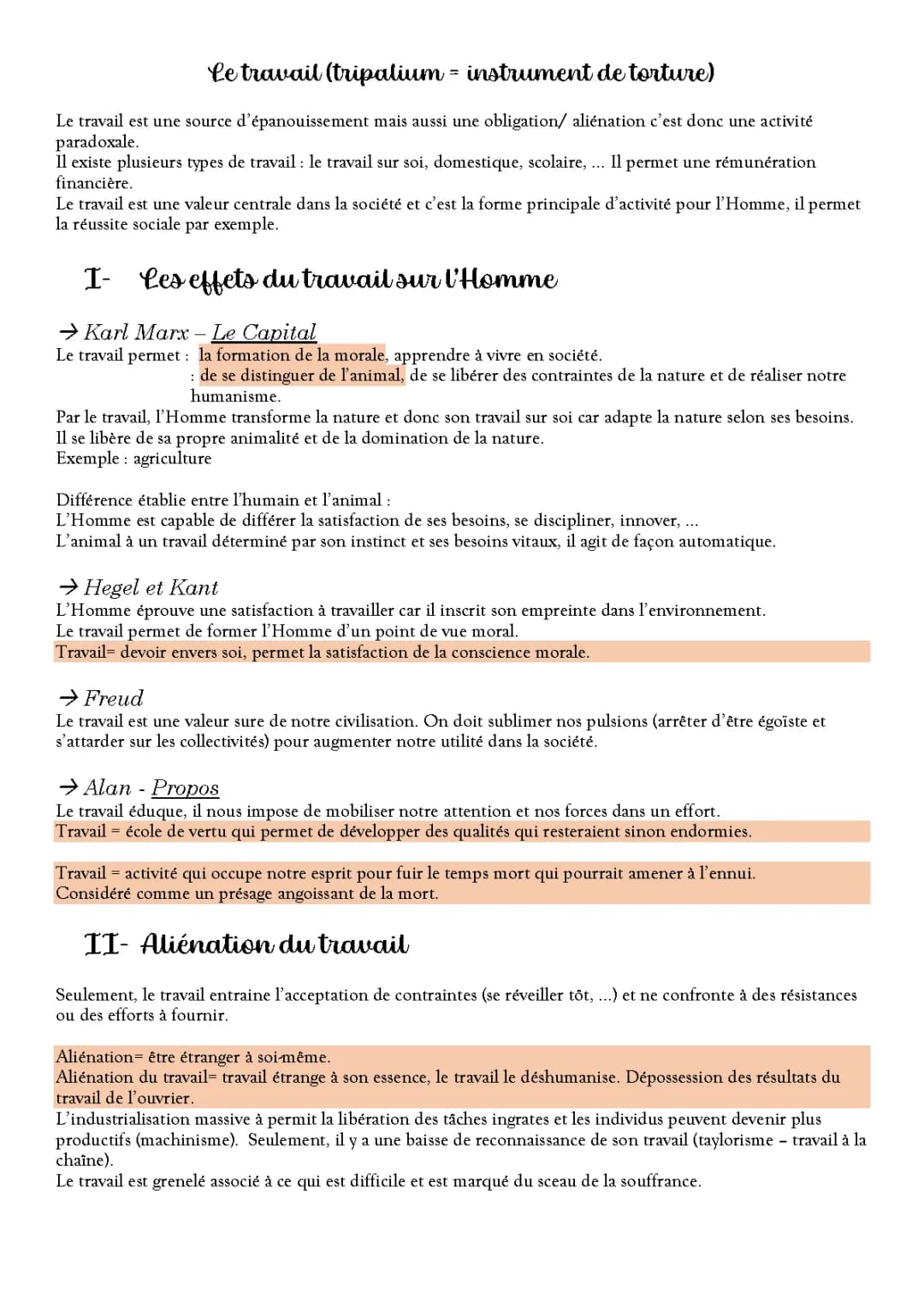 Cours de Philosophie: Découvre le Travail et l'Aliénation PDF