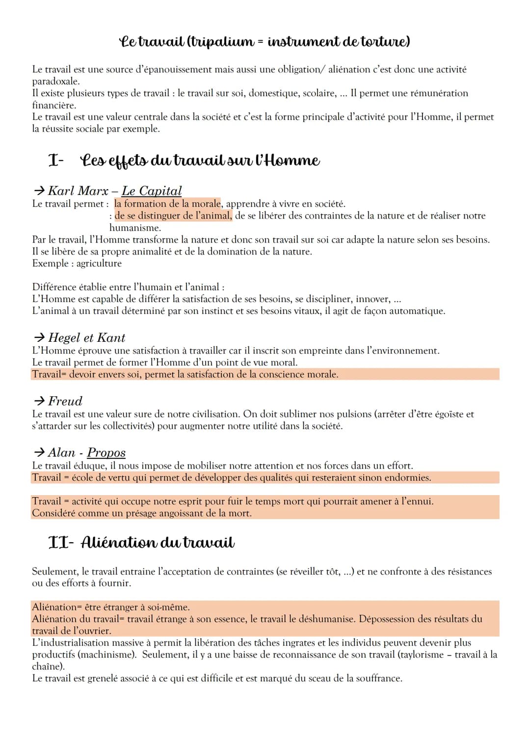 Le travail (tripalium = instrument de torture)
Le travail est une source d'épanouissement mais aussi une obligation/ aliénation c'est donc u