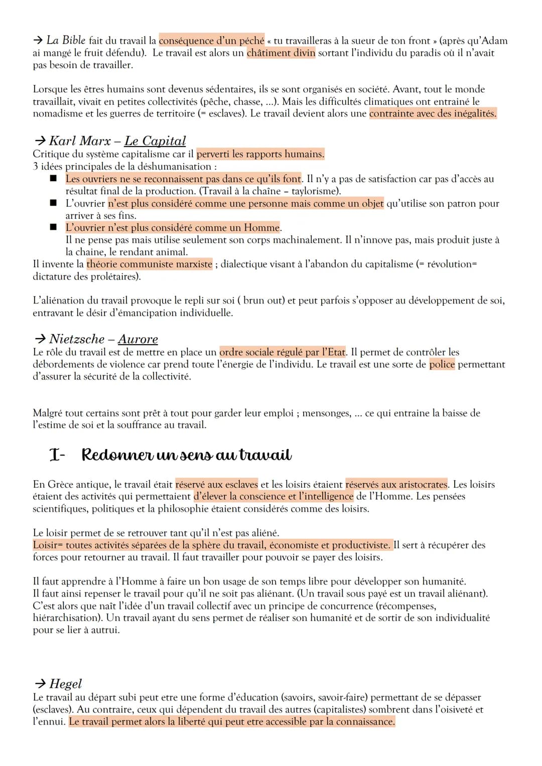 Le travail (tripalium = instrument de torture)
Le travail est une source d'épanouissement mais aussi une obligation/ aliénation c'est donc u