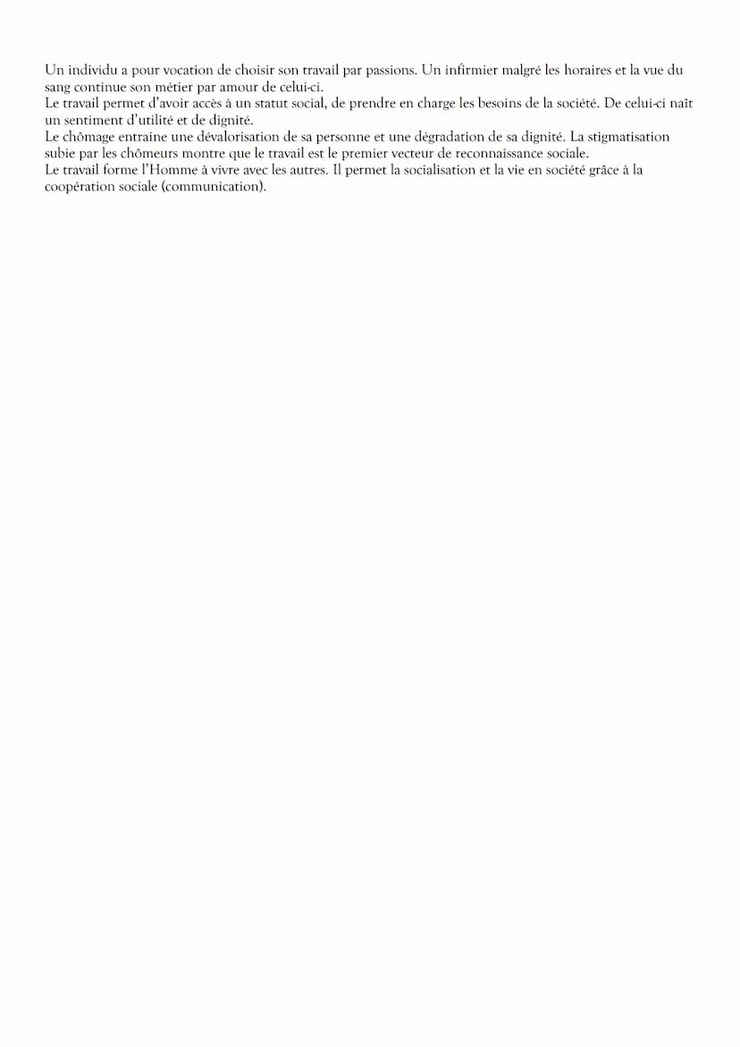 Le travail (tripalium = instrument de torture)
Le travail est une source d'épanouissement mais aussi une obligation/ aliénation c'est donc u