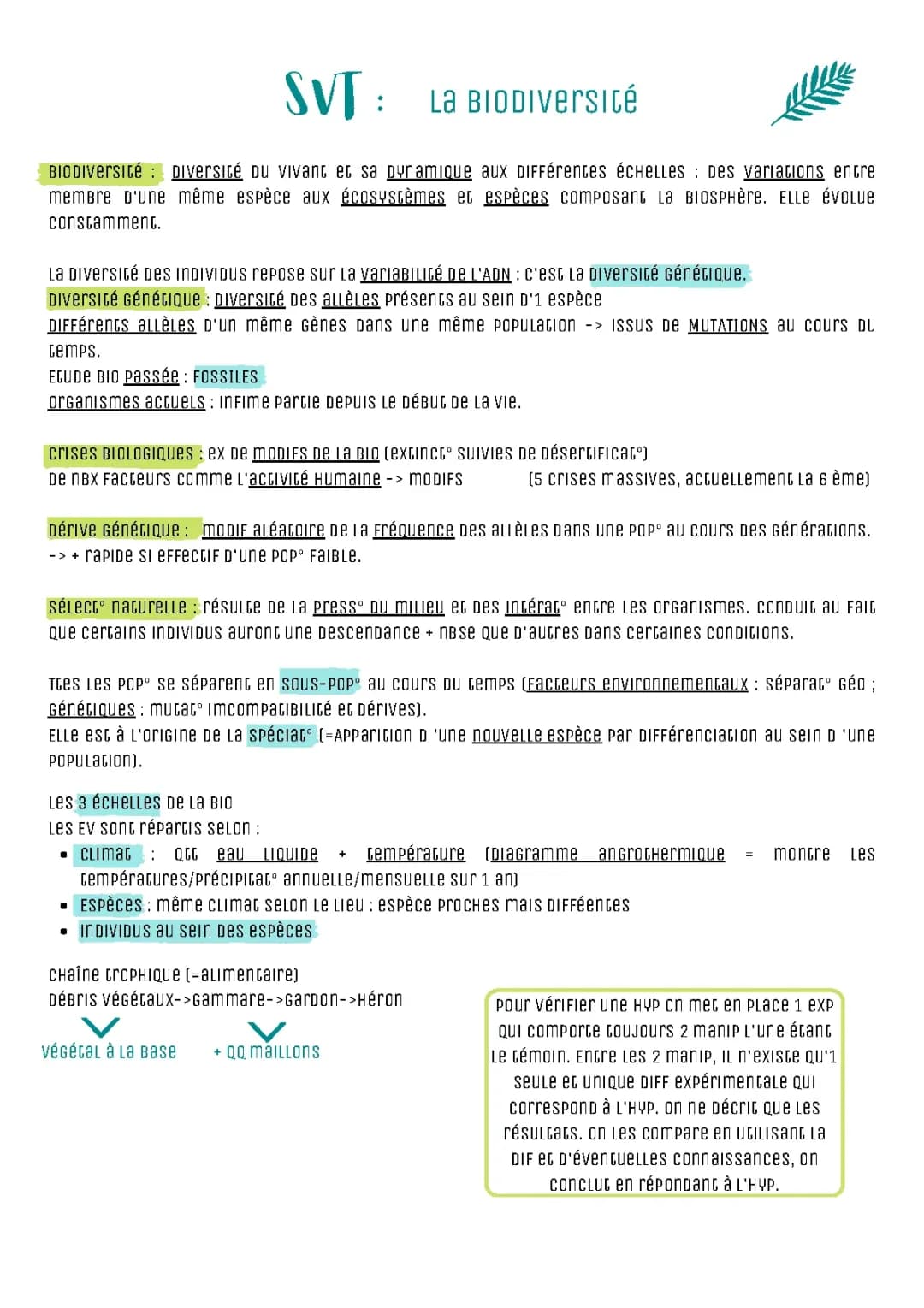 SVT la biodiversité