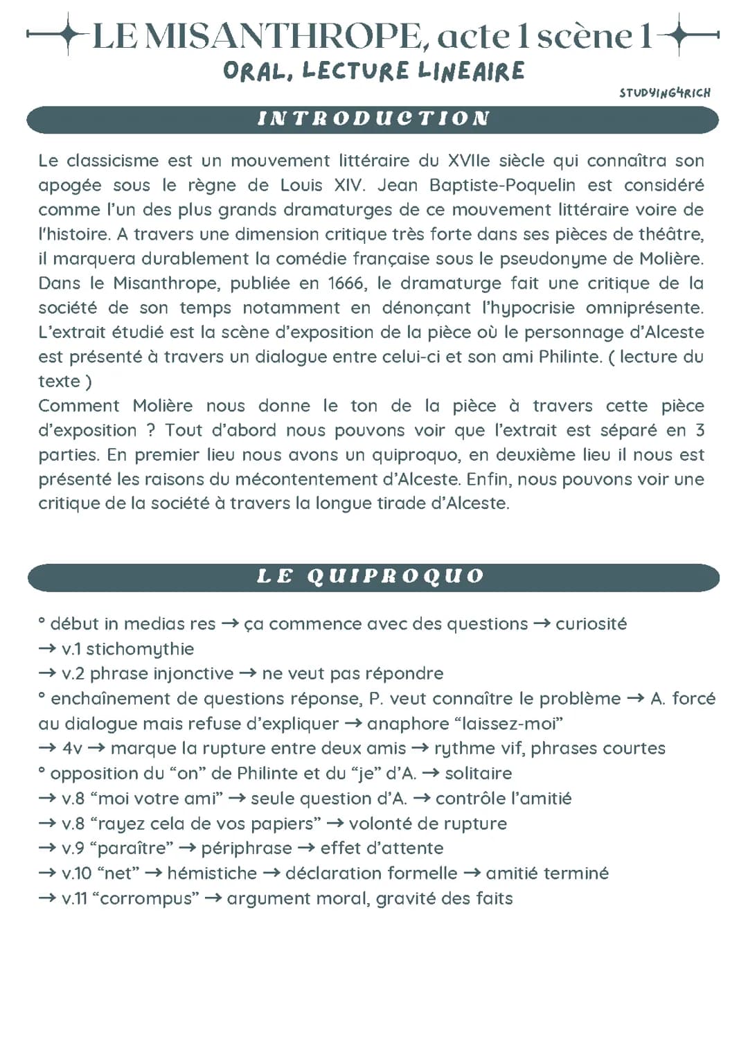 Le Misanthrope scène d’exposition 