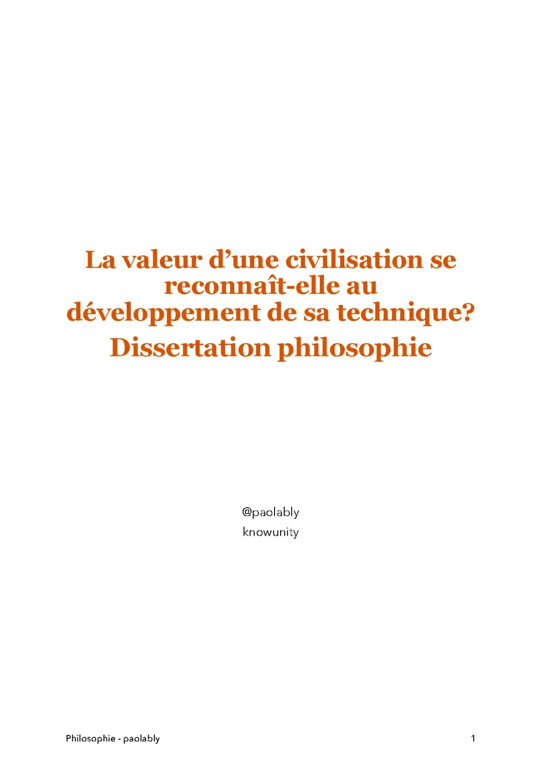 Dissertation sur la civilisation et le développement technique : L'impact du progrès technologique