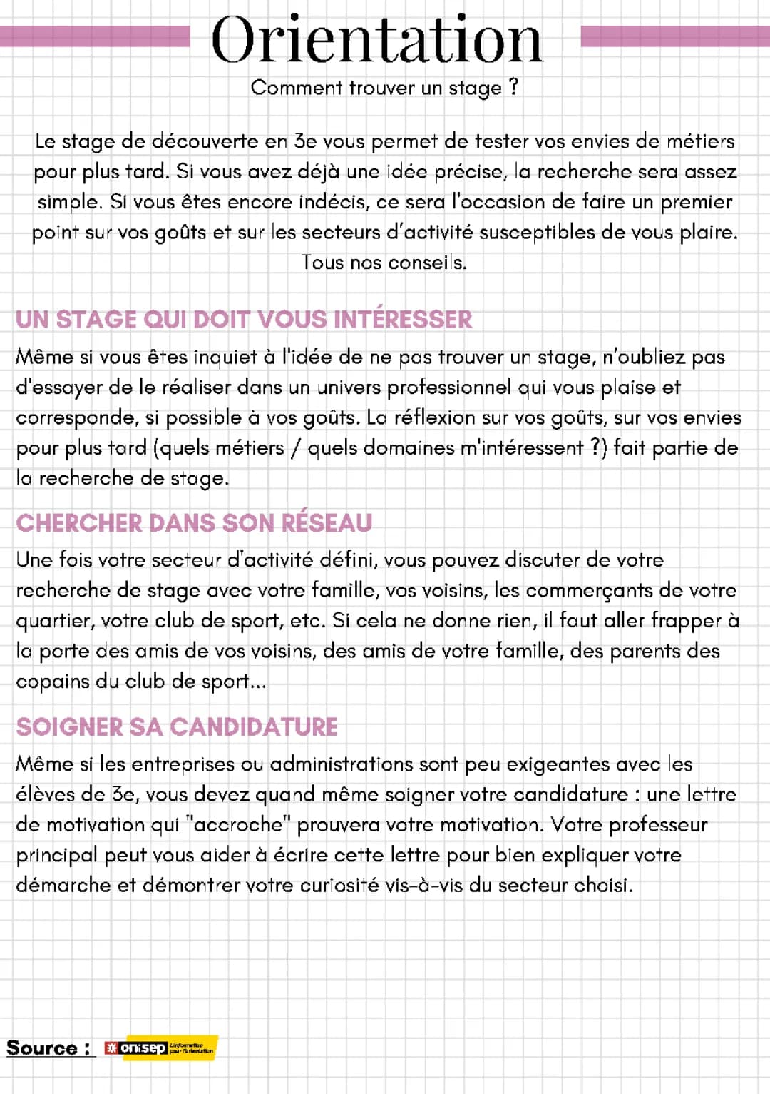 Comment trouver un stage ?