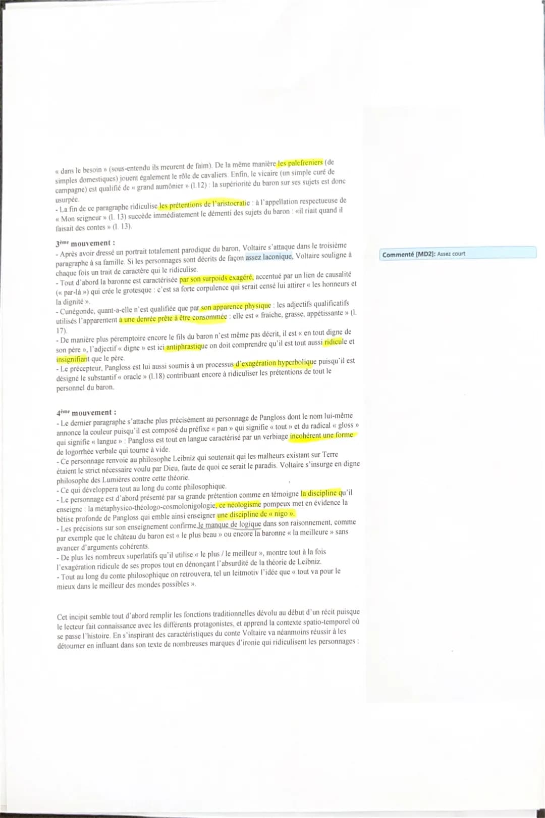 Lecture linéaire n°16: Candide Voltaire
Mouvement : les Lumières
Pour diffuser le savoir, Voltaire a inventé le conte philosophique :
Un apo