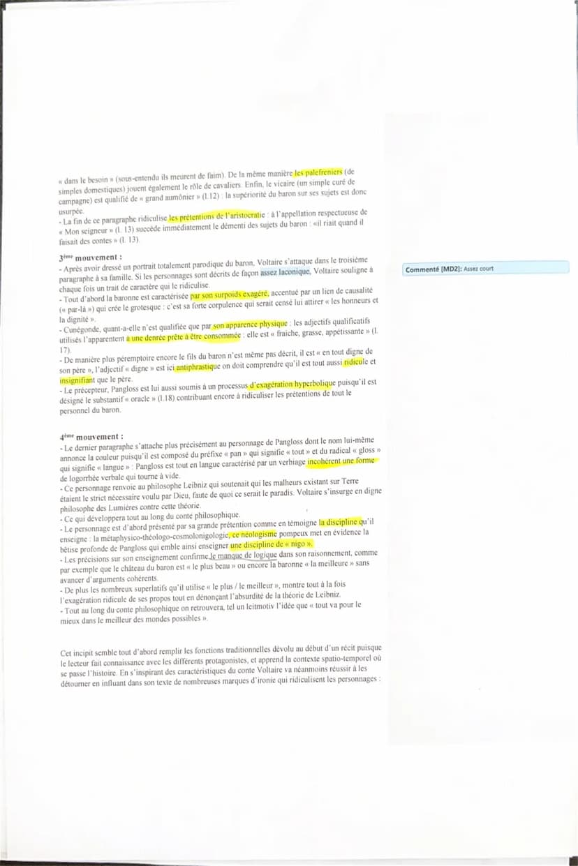 Lecture linéaire n°16: Candide Voltaire
Mouvement : les Lumières
Pour diffuser le savoir, Voltaire a inventé le conte philosophique :
Un apo
