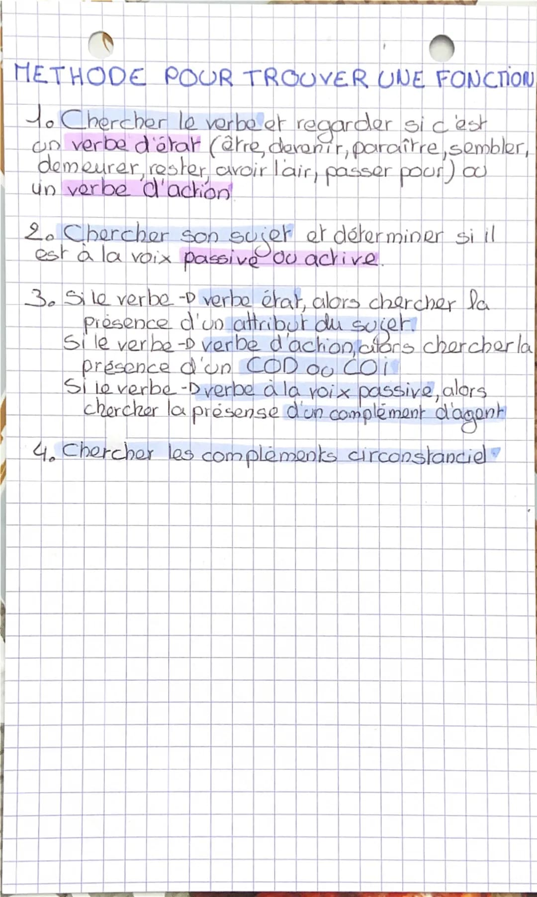 Jonocions
grammati
les principales fonctions:
Lo autour du verbe
(Sujet)
complement
cinconstanciel
(temps, lieu...)
attribor
du sujet
VERBE
