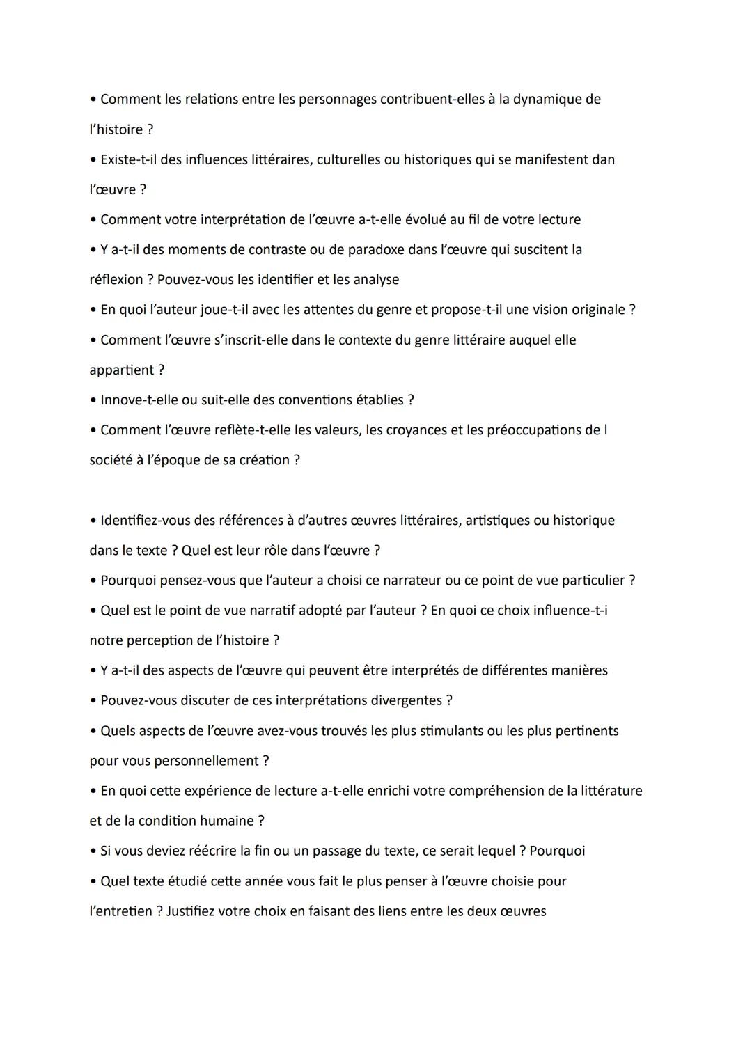 Préparer son entretien à l'oral pour le bac de français :

*   Comment l'œuvre que vous avez étudiée s'inscrit-elle dans votre parcours litt