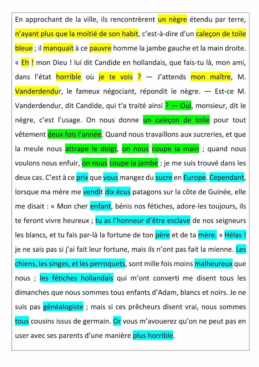 Texte 3: Candide de Voltaire
INTRODUCTION :
Ce texte est l'histoire de Candide, un jeune philosophe, chassé d'un
château qui toujours optimi