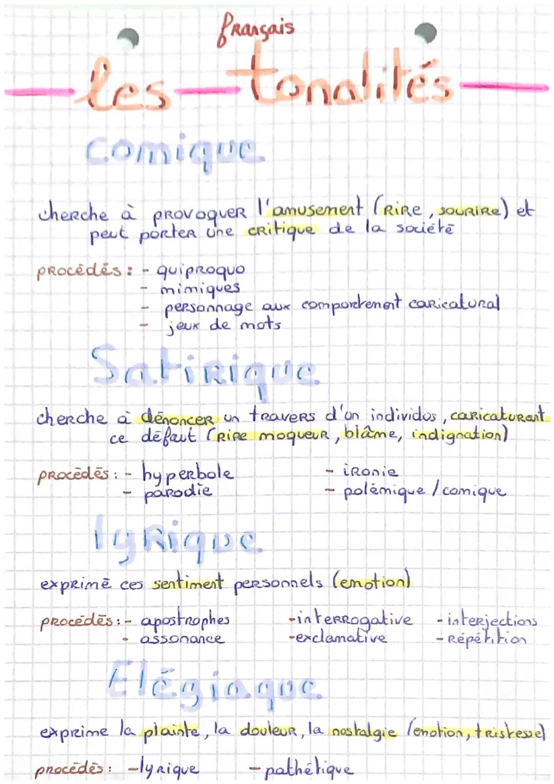 les tonalités
comique
cherche à PROVOQUER
provoquer
peut porter une critique de la société
procédés:
- quiproquo
mimiques.
4
l'amusement (RI