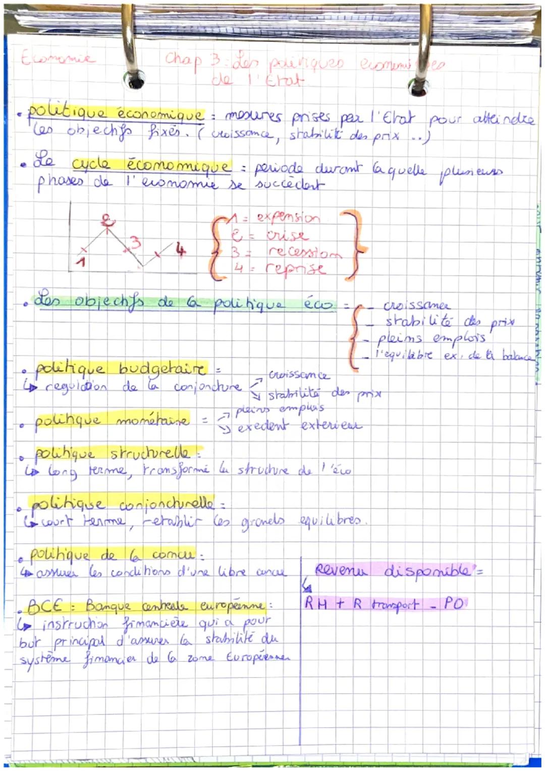 Ecommie
Chap 3: des priviques ecomenica
de that
- politique économique mesures prises par l'Etat pour atteindre
Les objechis fixes. (croissa
