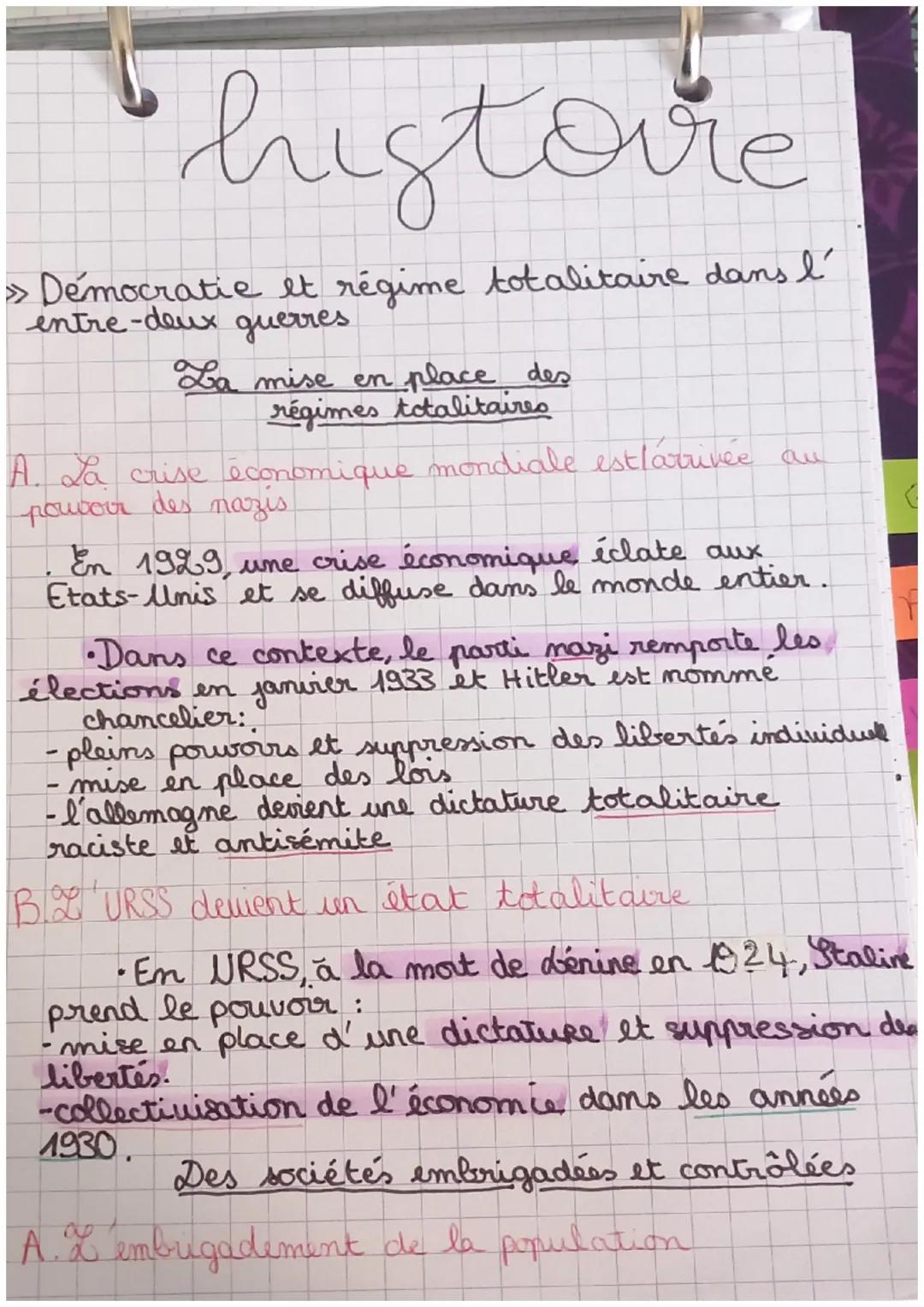 # histore

>> Démocratie et régime totalitaire dans l'
entre-deux guerres

La mise en place des
régimes totalitaires

A. La crise économique