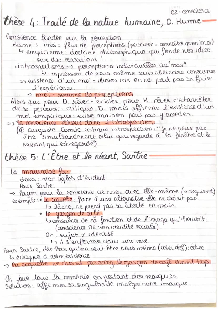 la conscience
la doxa
conscience = petite voix intérieur (réduit la conscience à la
morale)
Propre de l'Homme : animaux resentent immédiatem