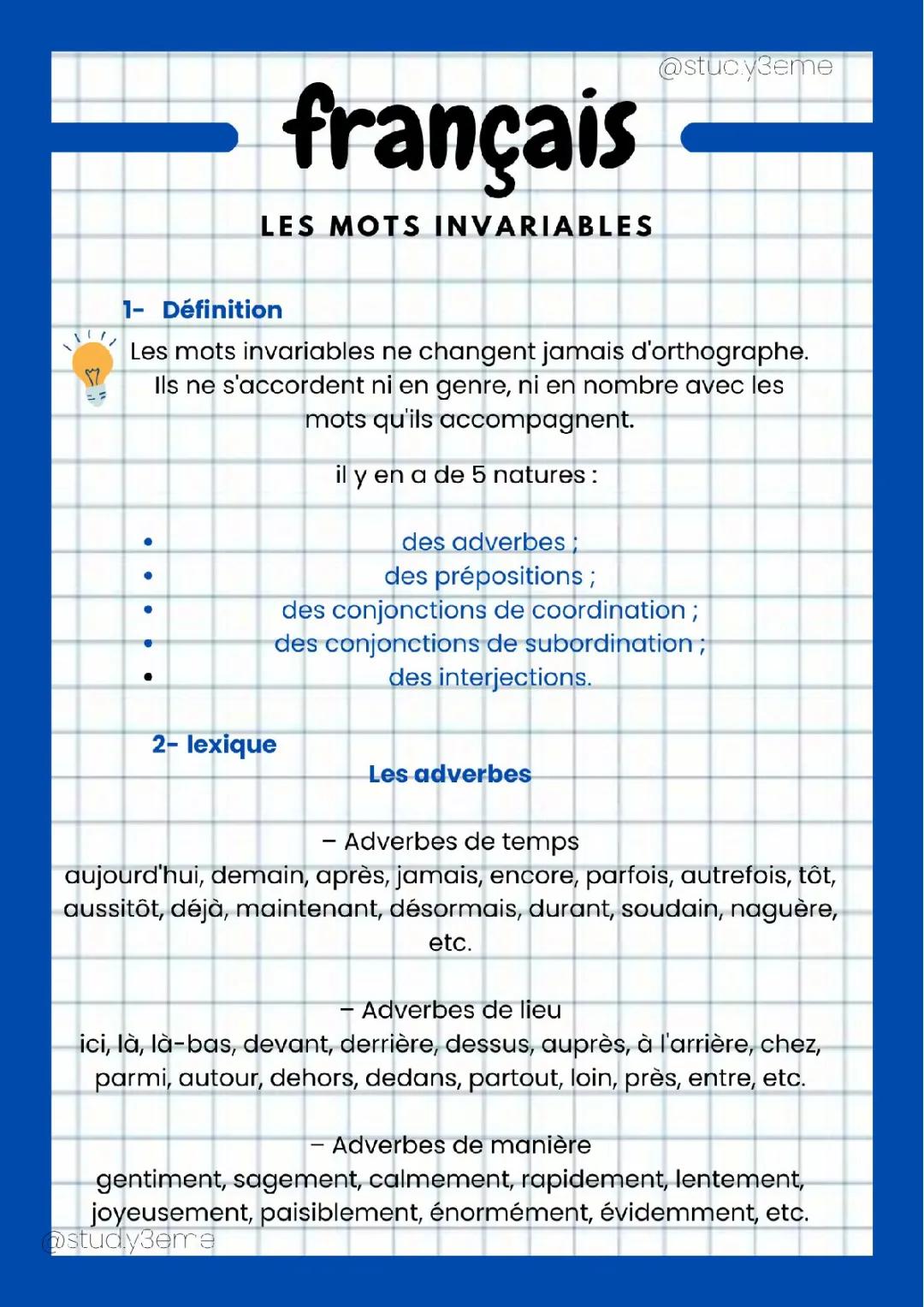 Mots invariables 