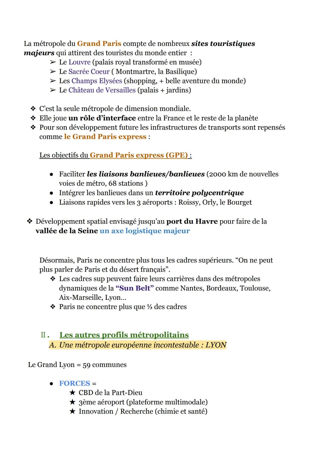 --- OCR Start ---
GÉOGRAPHIE: La métropolisation et ses effets en France
Introduction: Typologie des métropoles françaises
Legende
Poordea
I