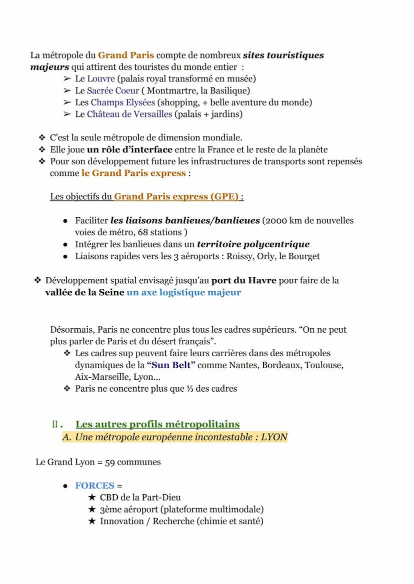 --- OCR Start ---
GÉOGRAPHIE: La métropolisation et ses effets en France
Introduction: Typologie des métropoles françaises
Legende
Poordea
I