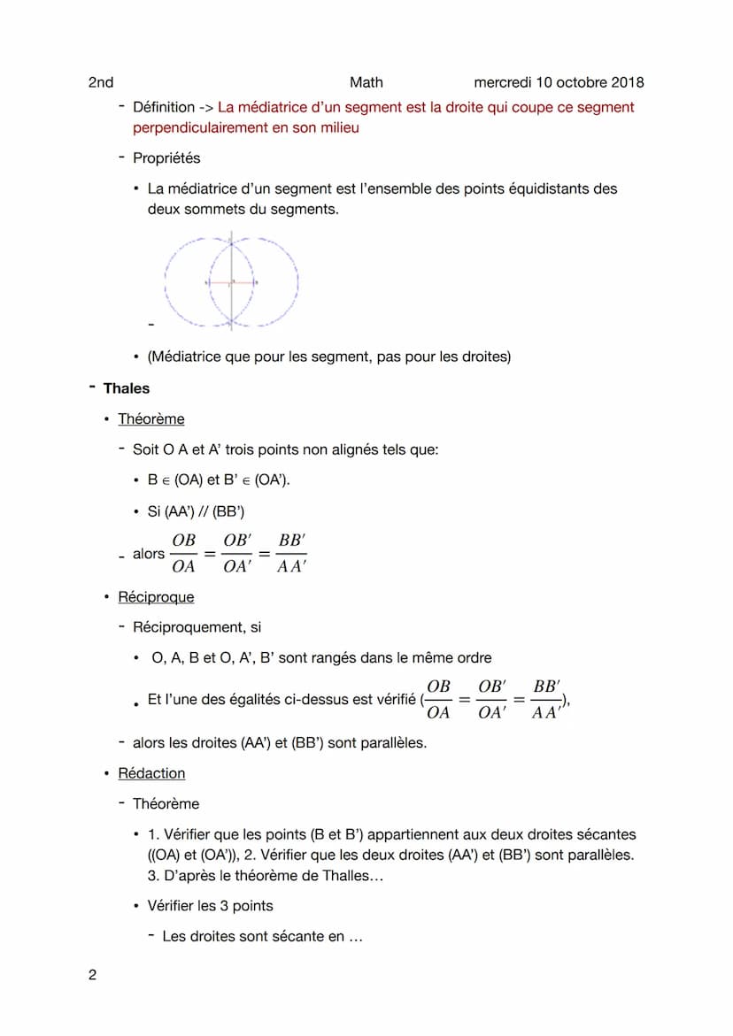 2nd
Figures géométrie plane
Rappels
1
Droites particulières
●
•
Math
●
mercredi 10 octobre 2018
Parallélisme
- Définition -> Deux droites (d