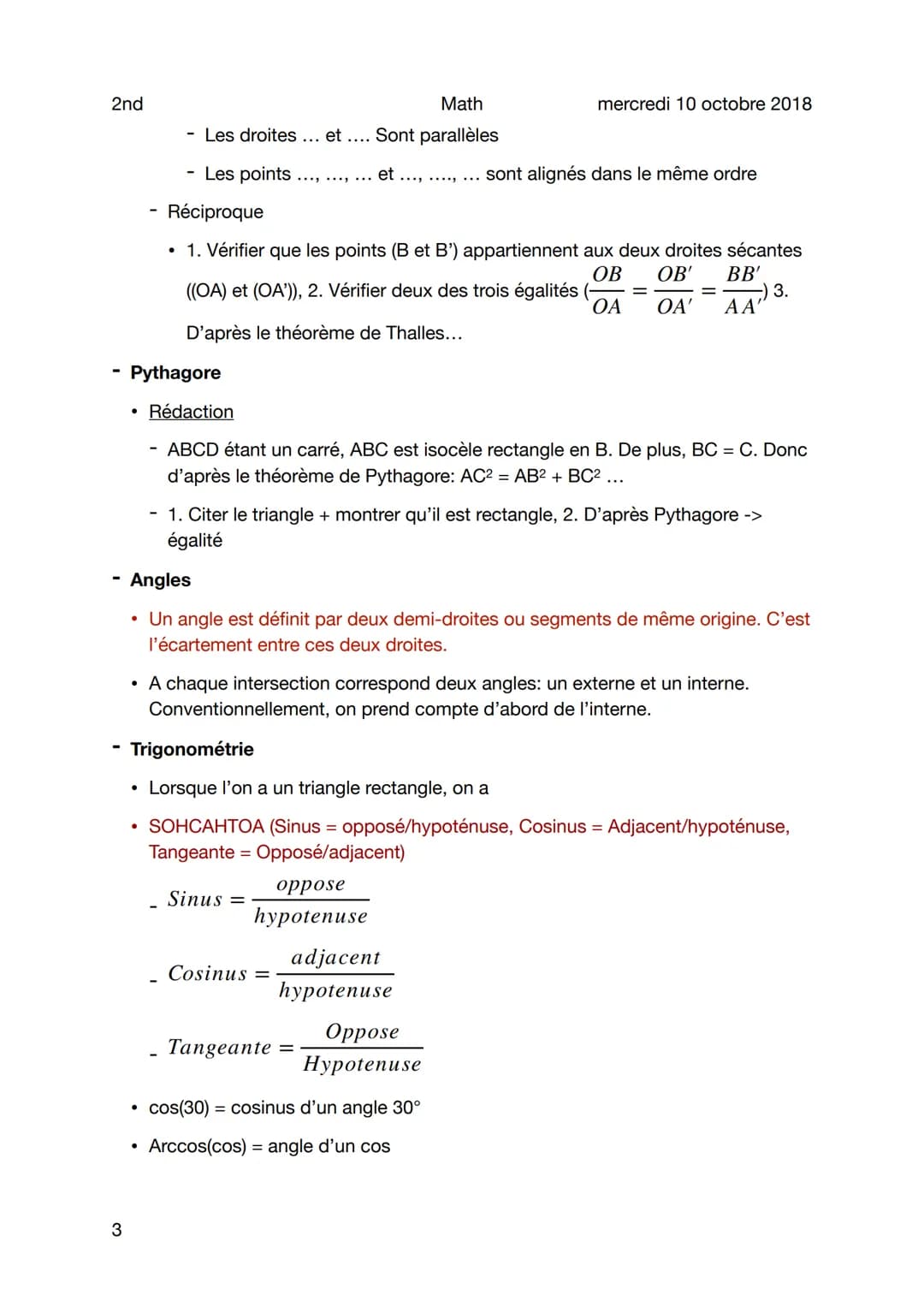 2nd
Figures géométrie plane
Rappels
1
Droites particulières
●
•
Math
●
mercredi 10 octobre 2018
Parallélisme
- Définition -> Deux droites (d