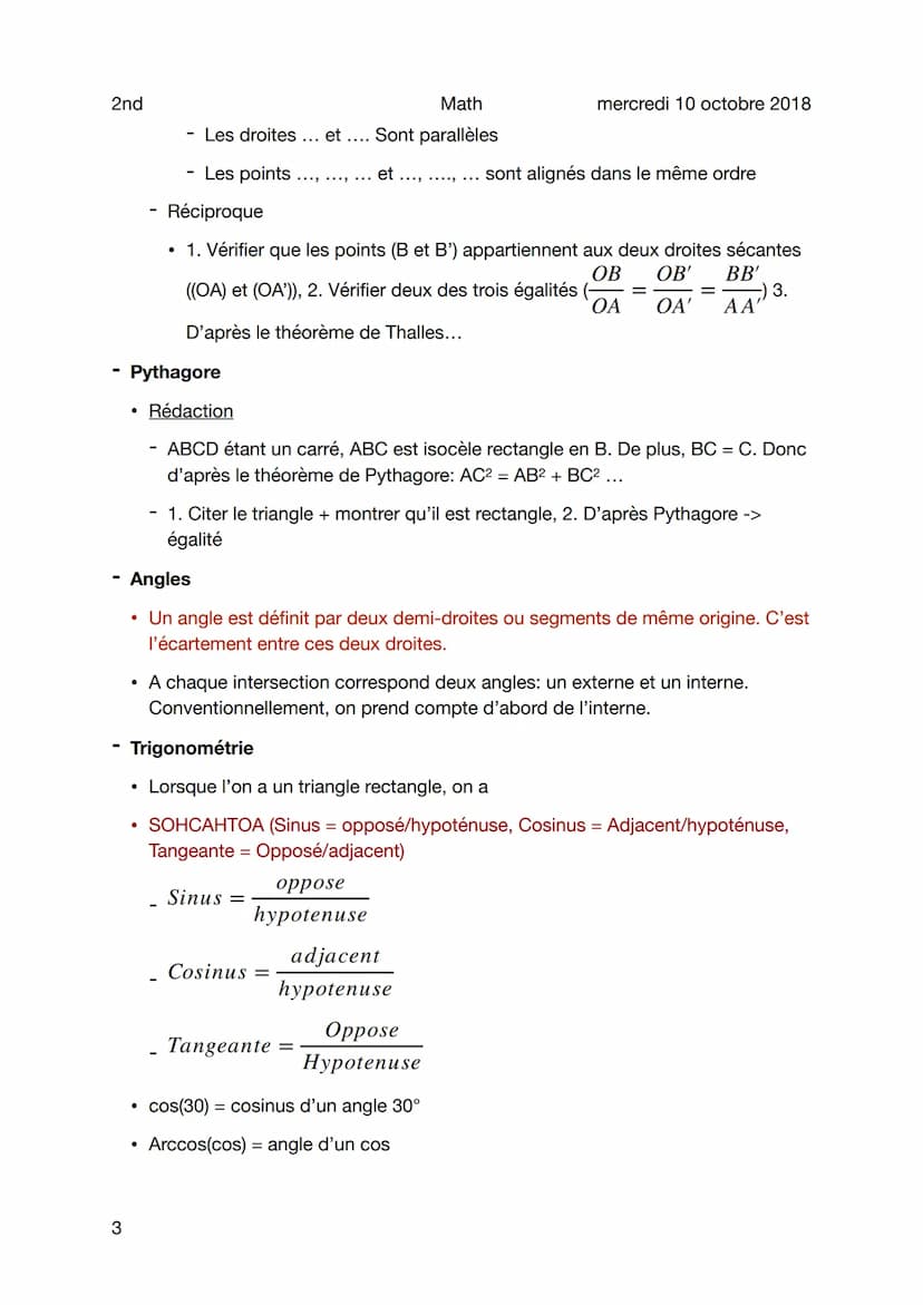 2nd
Figures géométrie plane
Rappels
1
Droites particulières
●
•
Math
●
mercredi 10 octobre 2018
Parallélisme
- Définition -> Deux droites (d