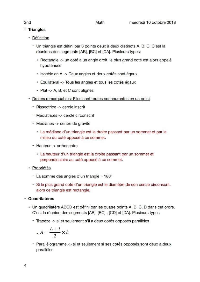 2nd
Figures géométrie plane
Rappels
1
Droites particulières
●
•
Math
●
mercredi 10 octobre 2018
Parallélisme
- Définition -> Deux droites (d