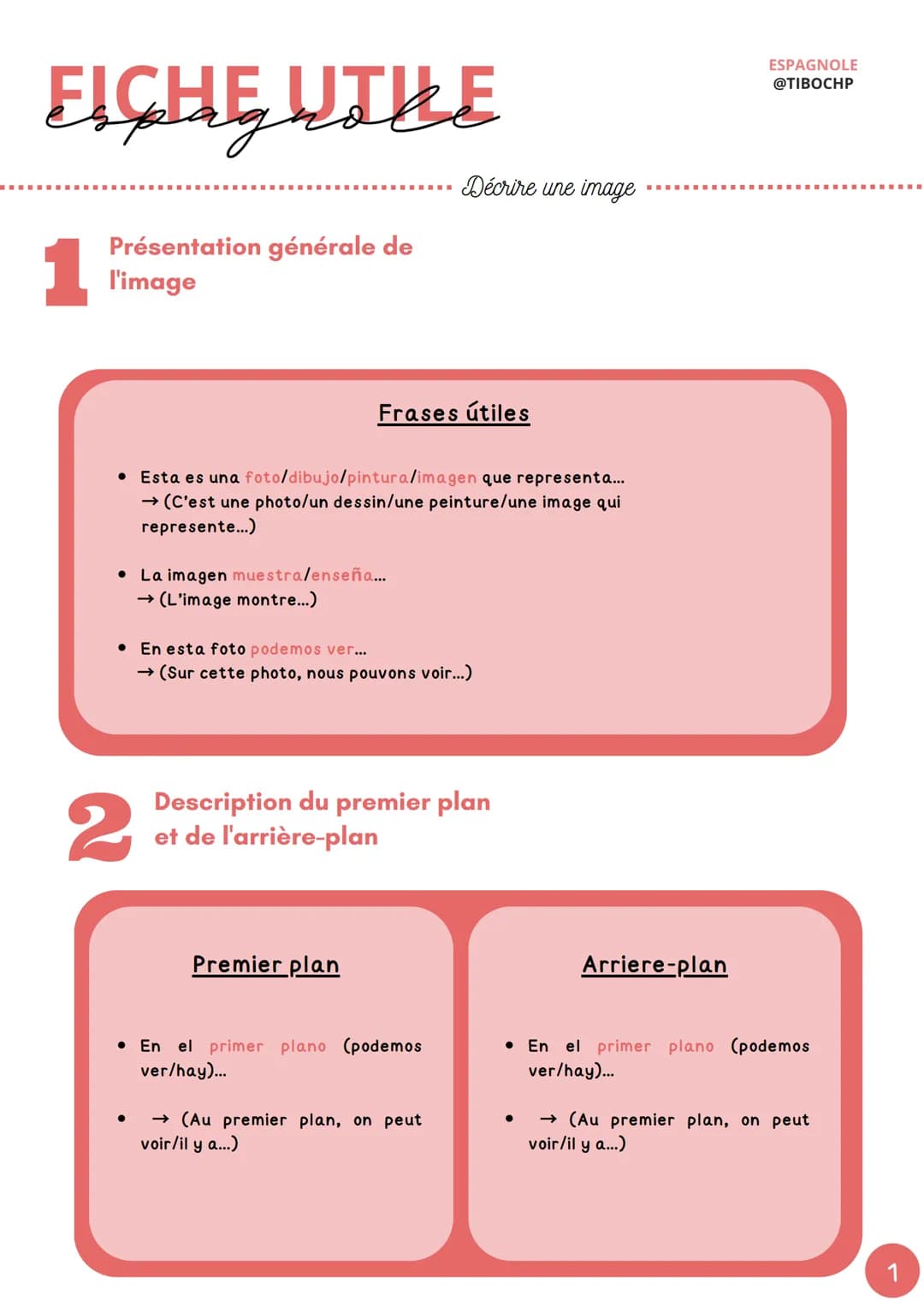 FICHE UILLE
Présentation générale de
1
l'image
Décrire une image
2
•
Frases útiles
Esta es una foto/dibujo/pintura/imagen que representa...
