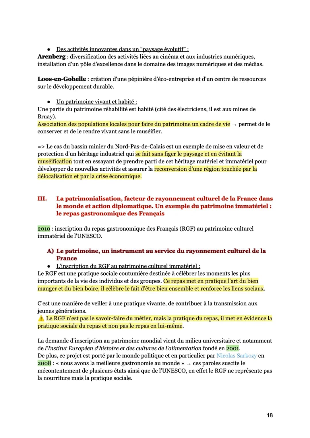 IDENTIFIER, PROTÉGER, VALORISER LE PATRIMOINE : ENJEUX
GÉOPOLITIQUES
AXE CONCLUSIF: La France et le patrimoine, des actions majeures de
valo