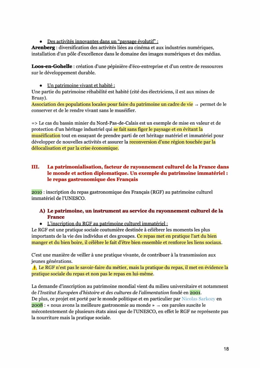 IDENTIFIER, PROTÉGER, VALORISER LE PATRIMOINE : ENJEUX
GÉOPOLITIQUES
AXE CONCLUSIF: La France et le patrimoine, des actions majeures de
valo