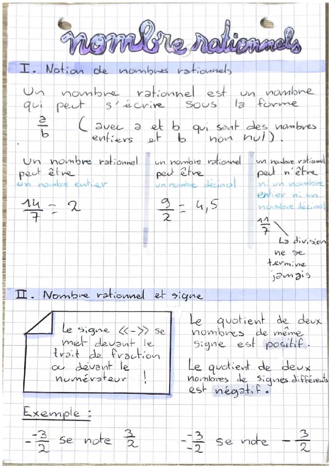 Les Nombres Rationnels et Irrationnels pour les 4ème: Exemples et Exercices PDF