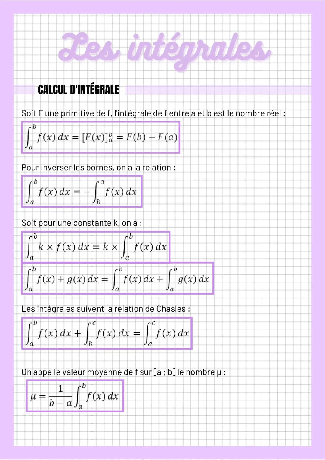 Découvre l'intégrale : calcul des propriétés et démonstration