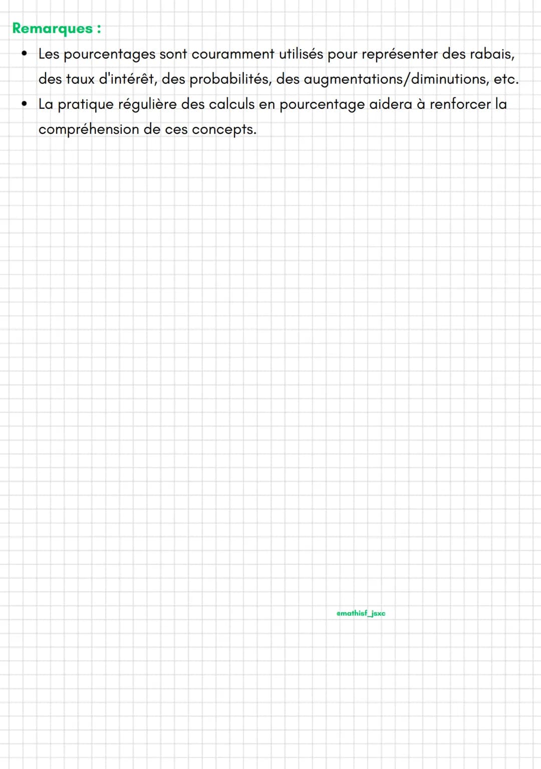 amathisf_jsxc
Pourcentage:
• Un pourcentage est une façon d'exprimer une proportion ou une partie
d'un tout en utilisant une échelle de 100.