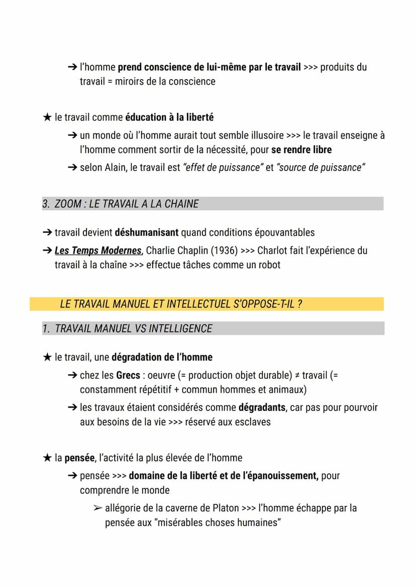 Le travail
définition travail :
1. au sens large, tout à la fois activité productrice d'artifices et résultat de cette
activité
2. au sens é