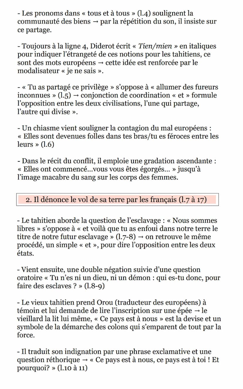 Texte 3 : Le discours du Tahitien -
Supplément au voyage de Bougainville
Denis Diderot
Introduction :
Ce texte est un extrait de l'œuvre « S