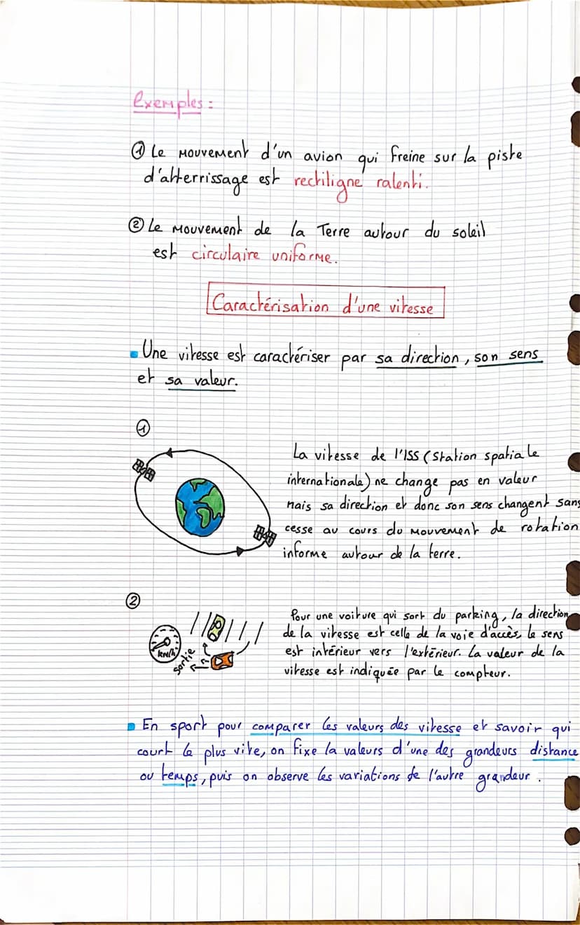 1
EVALUATION
MOUVEMENT ET INTERACTIONS
A. Caractériser un Mouvement
Houvement d'un objet
Un Mouvement
sa vitesse.
La trajectoire est la port