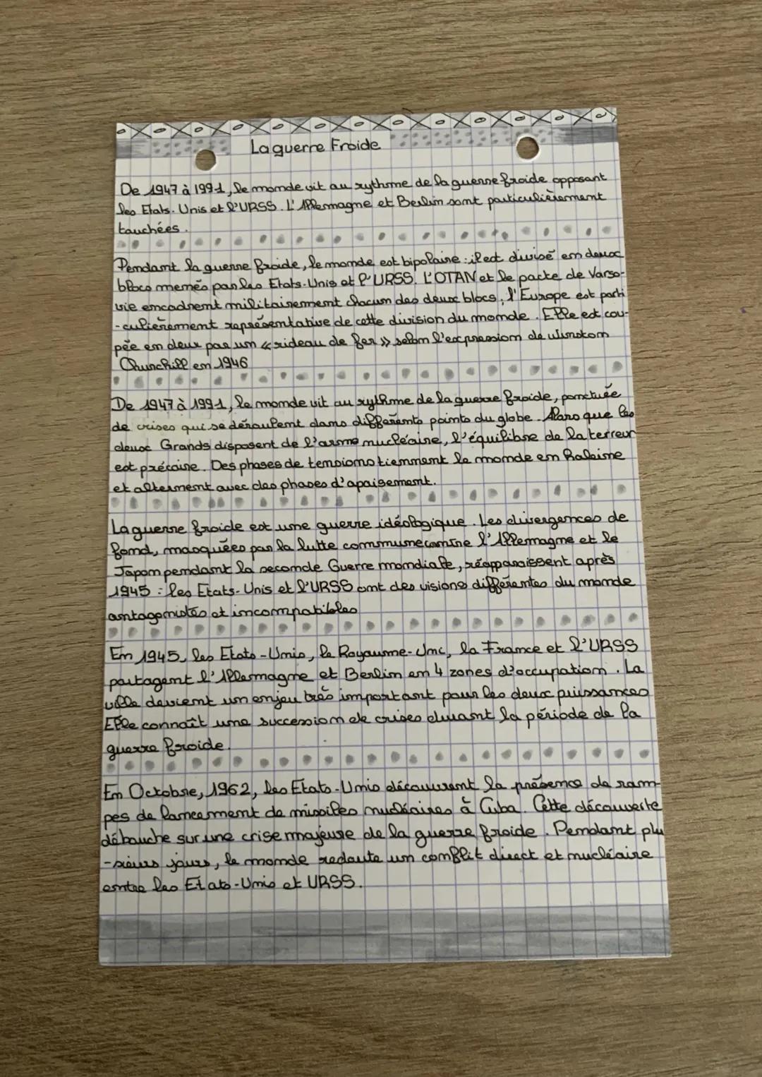 # La guerre Froide

De 1947 à 1991, le monde vit au rythme de la guerre froide opposant
Seo Etals. Unis et D'URSS. L'Aplemagne et Berlin son