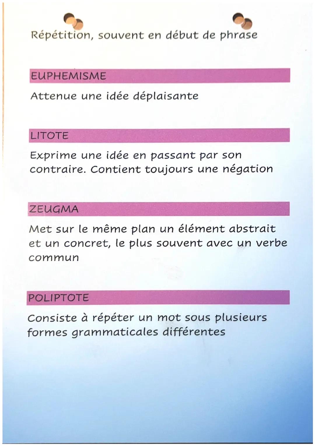 COMPARAISON
Rapproche (compare) 2 éléments avec un
mot de comparaison (comme, tel, ...)

METAPHORE
Rapproche (compare) 2 éléments sans mot
d