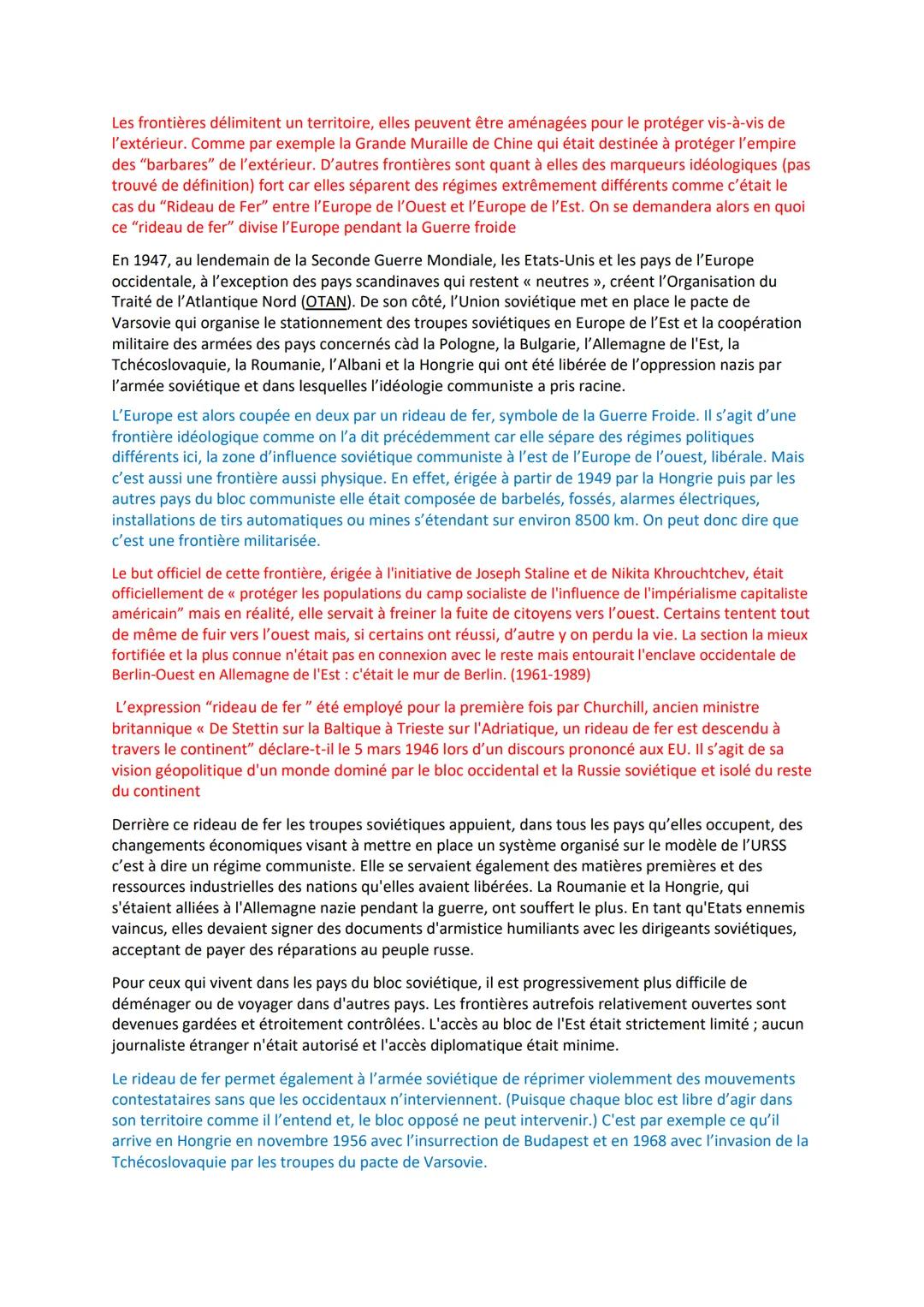 Les frontières délimitent un territoire, elles peuvent être aménagées pour le protéger vis-à-vis de
l'extérieur. Comme par exemple la Grande
