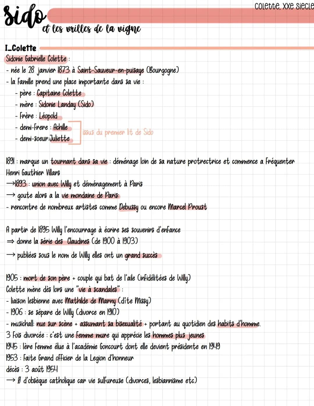 Sido Colette : Résumé par Chapitre et Analyse PDF
