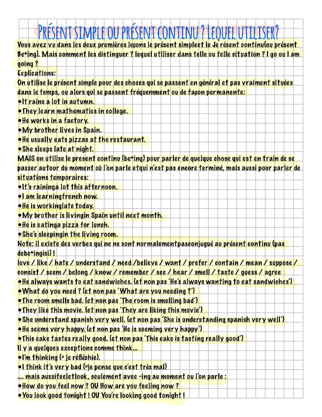 présent simple ou présent continu? lequel utiliser?