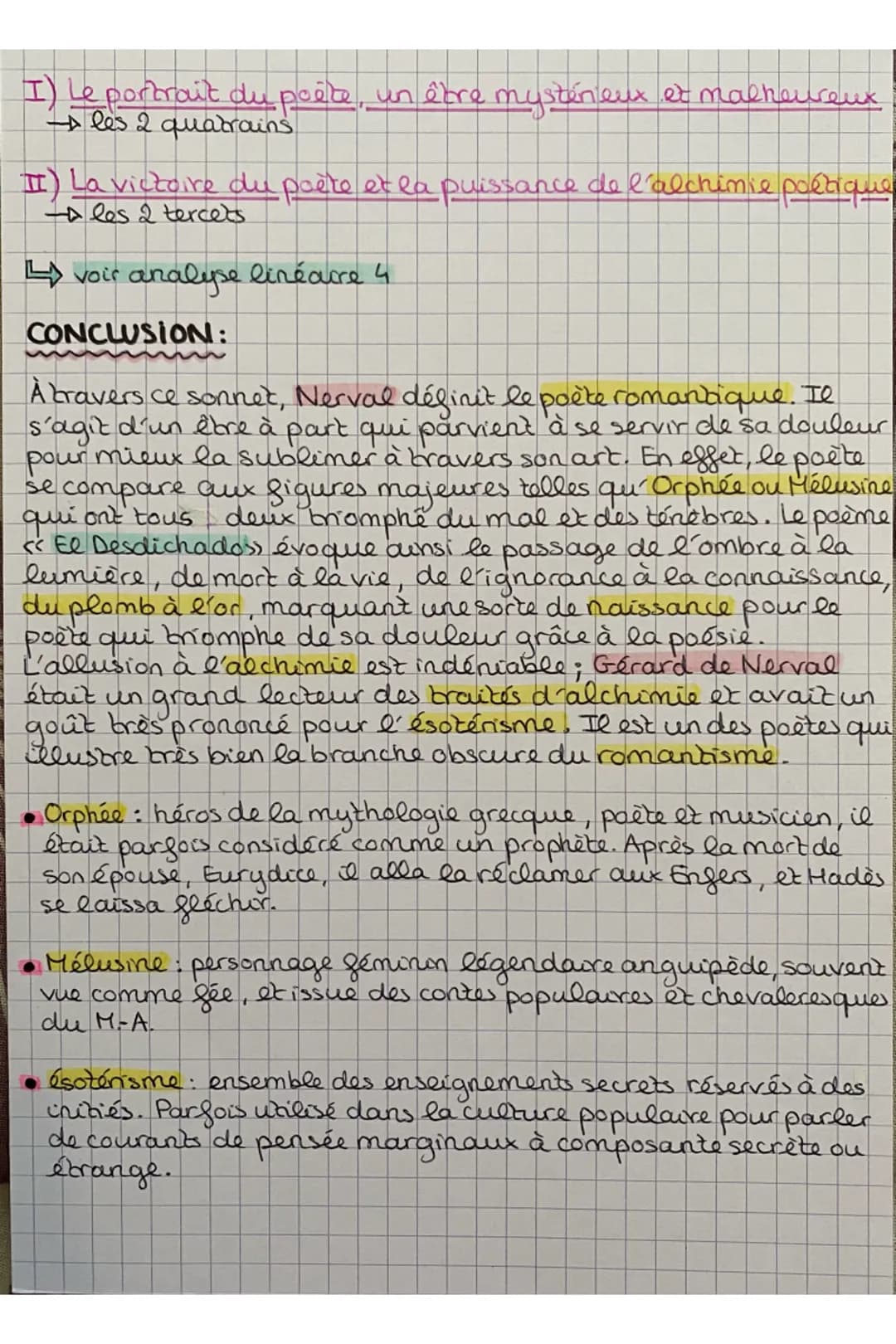 I) Le portrait du poète, un être mystérieux et malheureux
A les 2 quatrains
II) La victoire du poète et la puissance de l'alchimie poétique
