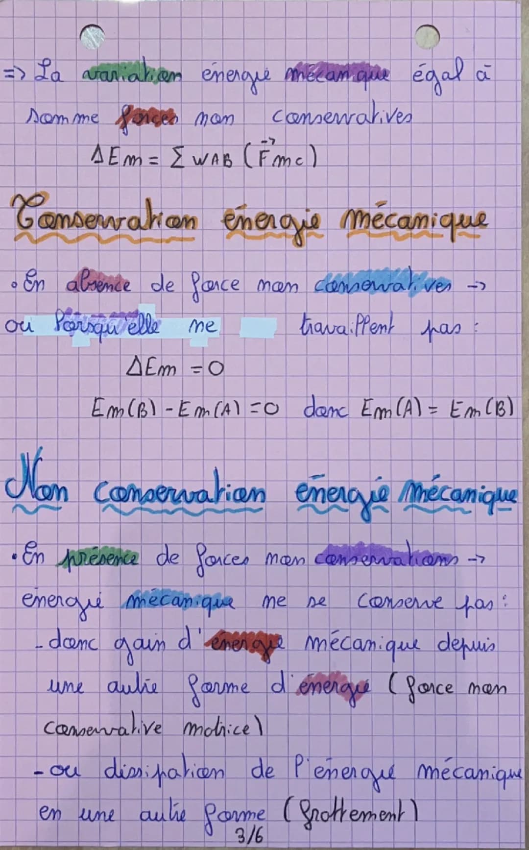 PHYSIQUE
chay 2: L'énergie mécanique
Force conservative
=7
Ponce dont le travail entre 2 points est
indépendante du chemin
suivie me
Ispond 