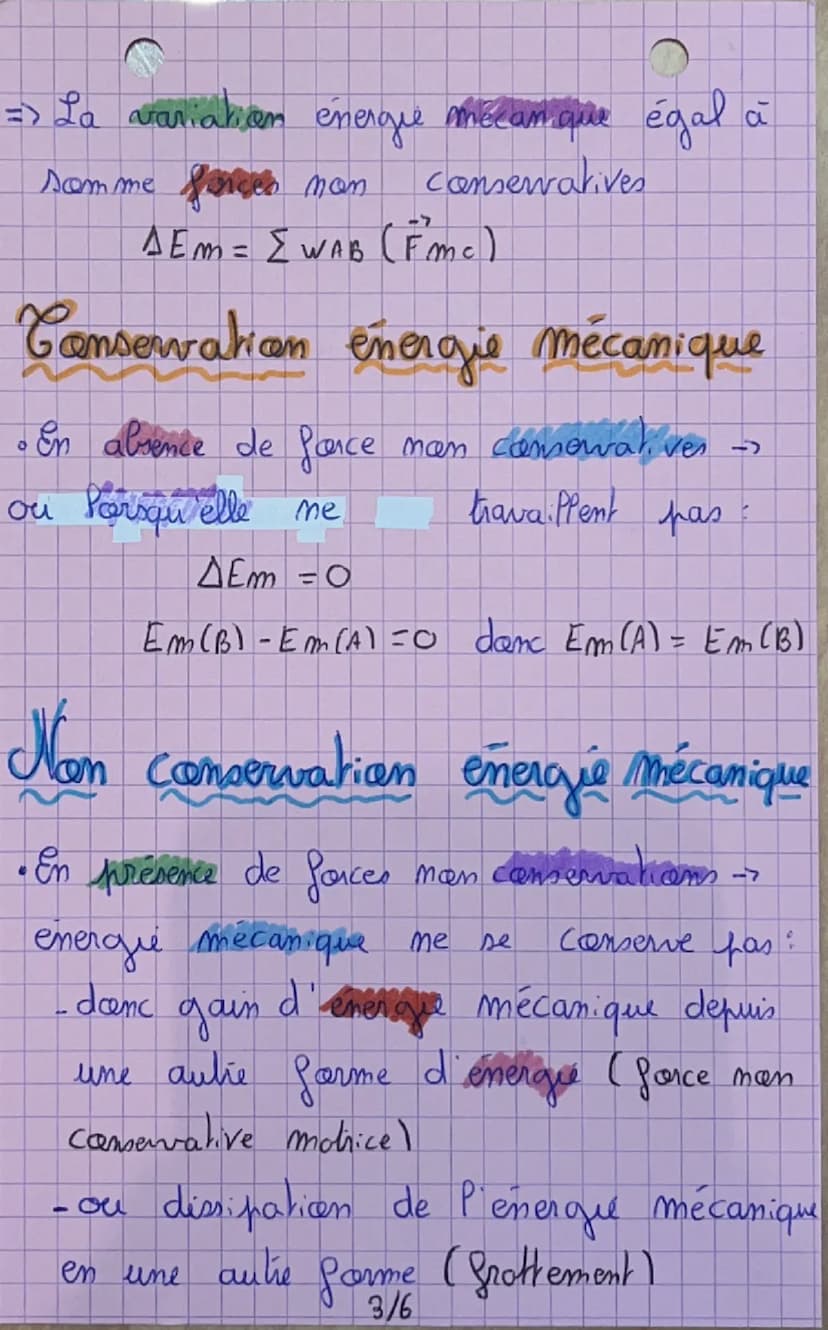 PHYSIQUE
chay 2: L'énergie mécanique
Force conservative
=7
Ponce dont le travail entre 2 points est
indépendante du chemin
suivie me
Ispond 