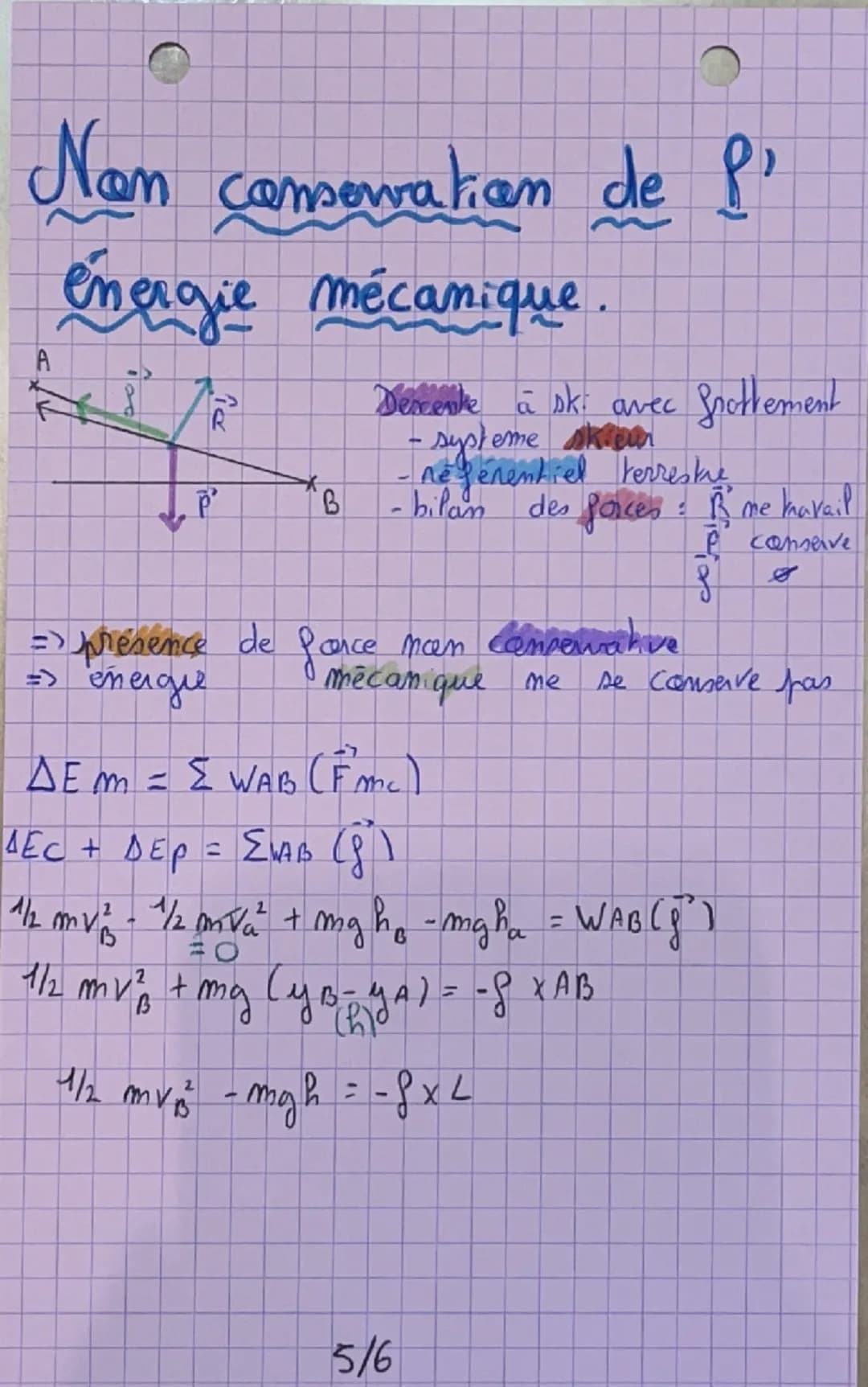 PHYSIQUE
chay 2: L'énergie mécanique
Force conservative
=7
Ponce dont le travail entre 2 points est
indépendante du chemin
suivie me
Ispond 