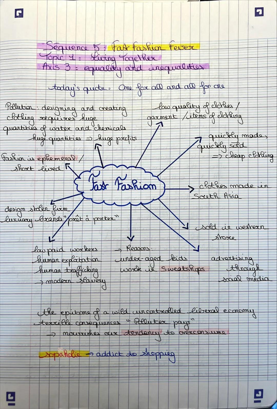 Fast fashion carte mentale 