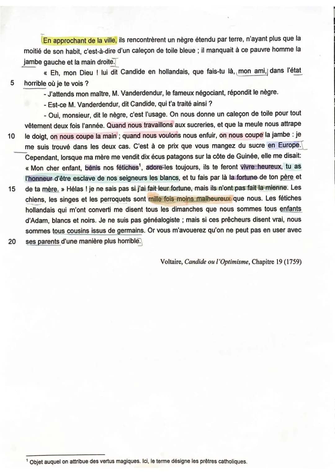 5
10
15
20
En approchant de la ville, ils rencontrèrent un nègre étendu par terre, n'ayant plus que la
moitié de son habit, c'est-à-dire d'u
