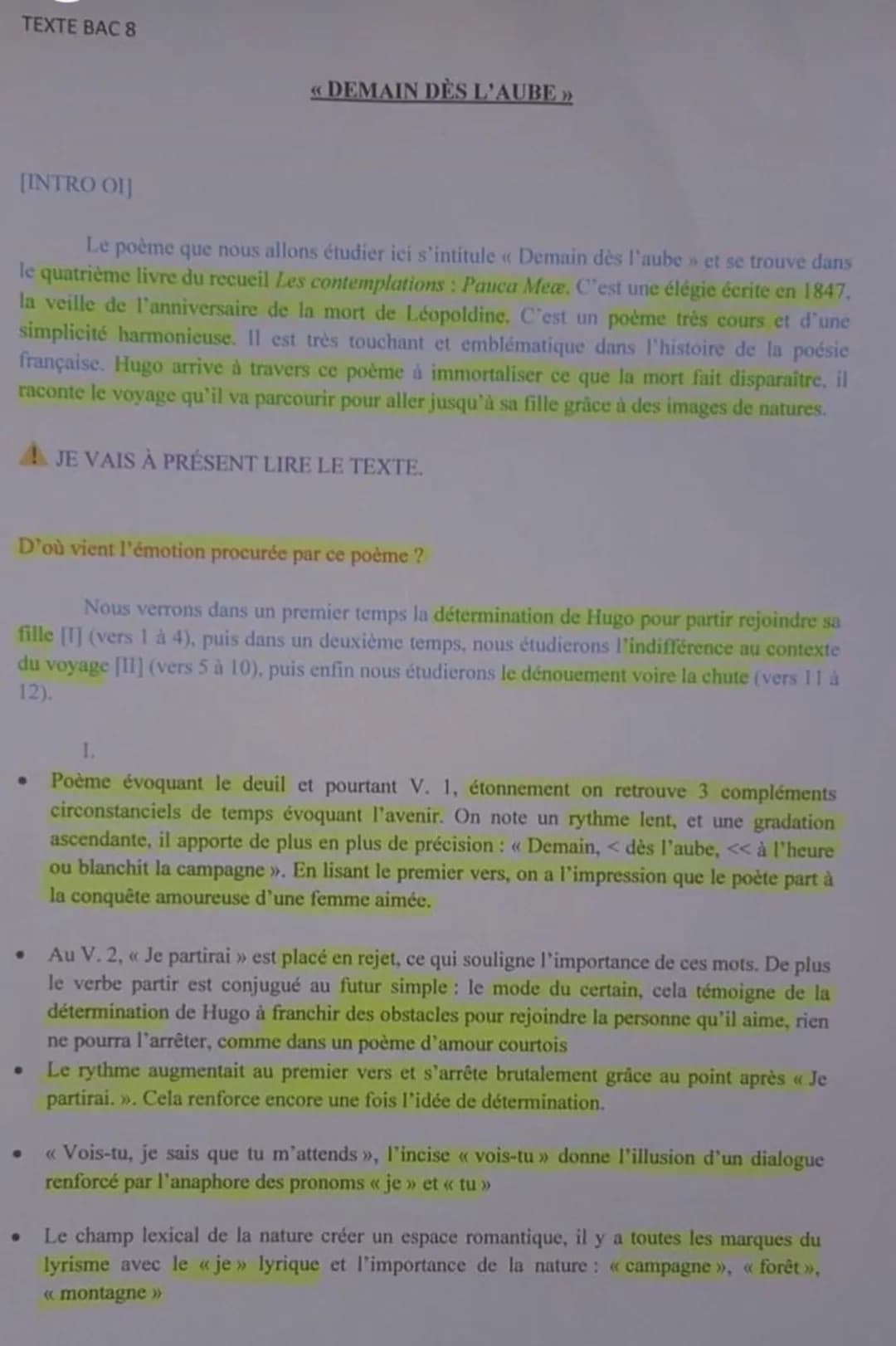 Analyse et Questions Réponses Demain Dès l’Aube Victor Hugo PDF