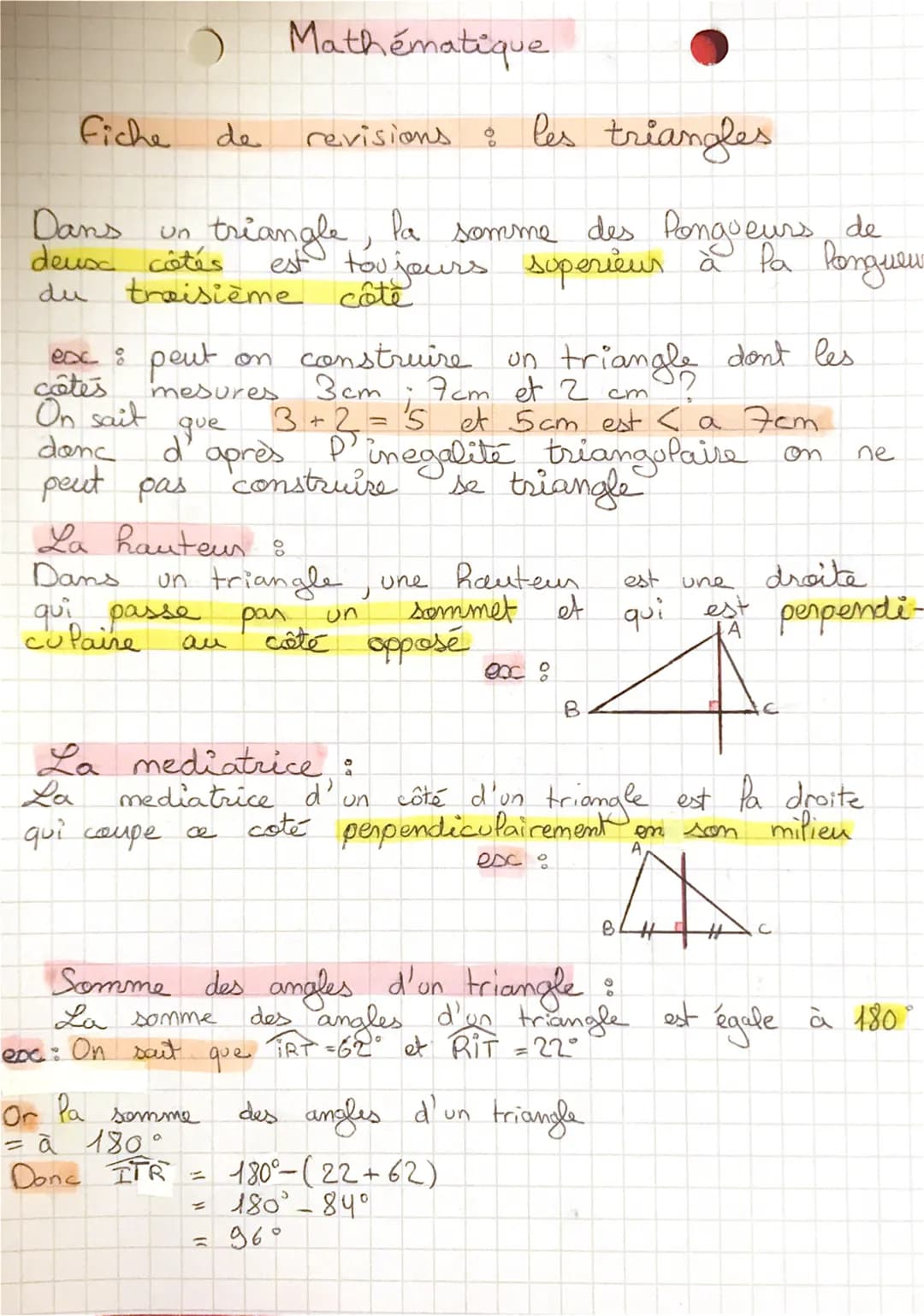 Fiche
Un
Dans
deux côtés
du troisième côte.
côtés
On sait
ex : peut
danc
peut pas
Mathématique
revisions : les triangles
triangle, la somme 