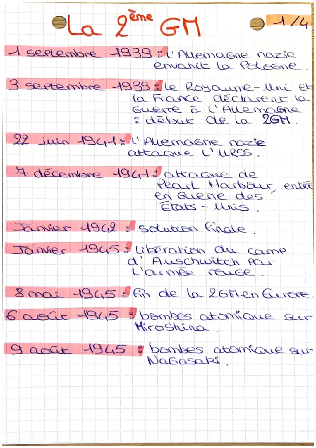 •La 2ème GM
1/4
11 septembre 1939: (Allemagne nazie
envahit la Pologne.
3 septembre 1939 le Royaume-Uni et
la France déclarent a
Guerre à l'